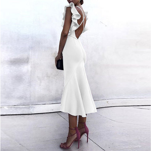 V-neck backless pencil skirt - ROUTINE FASHION